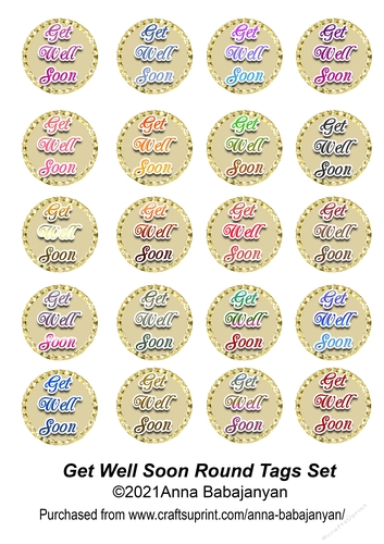 Get Well Soon Round Tags Set