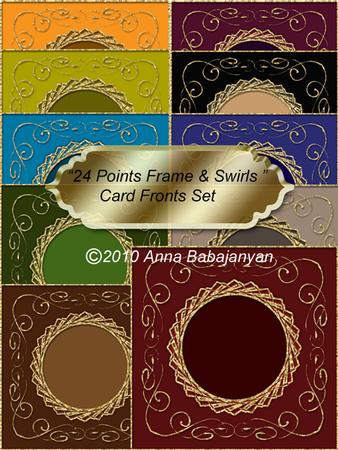 24 Points Frame & Swirls Card Fronts Set