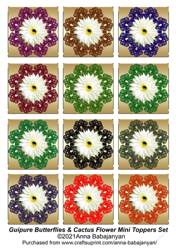 Guipure Butterflies & Cactus Flower Mini Toppers Set