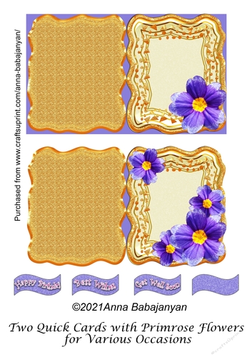 Two Quick Cards with Primrose Flowers for Various Occasions