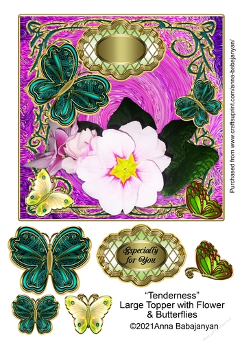 Tenderness Large Topper with Flower & Butterflies