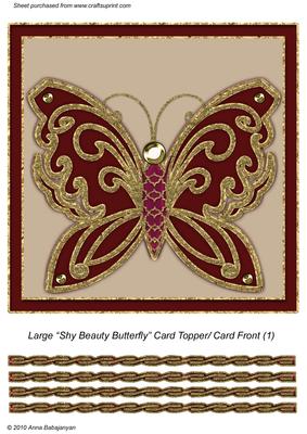 Large Shy Beauty Butterfly Card Topper/ Card Front 1