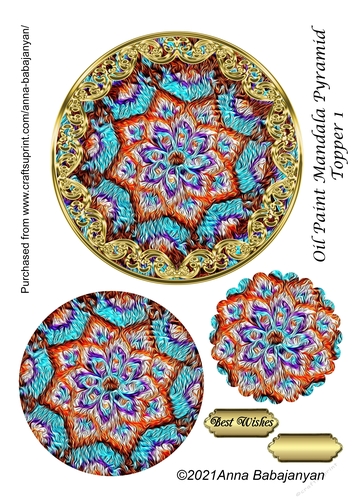Oil Paint Mandala Pyramid Topper 1