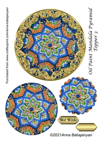 Oil Paint Mandala Pyramid Topper 3
