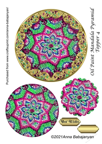 Oil Paint Mandala Pyramid Topper 4