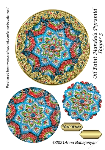 Oil Paint Mandala Pyramid Topper 5