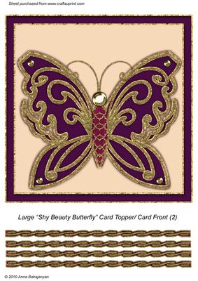 Large Shy Beauty Butterfly Card Topper/ Card Front 2