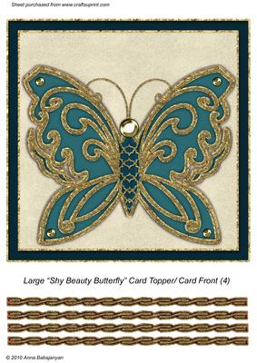Large Shy Beauty Butterfly Card Topper/ Card Front 4