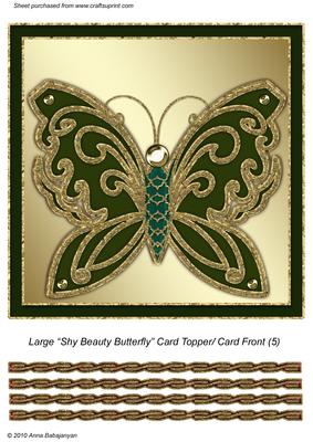 Large Shy Beauty Butterfly Card Topper/ Card Front 5