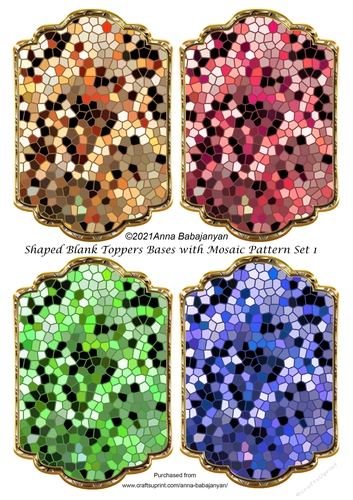 Shaped Blank Toppers Bases with Mosaic Pattern Set 1