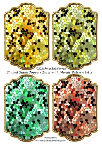 Shaped Blank Toppers Bases with Mosaic Pattern Set 2