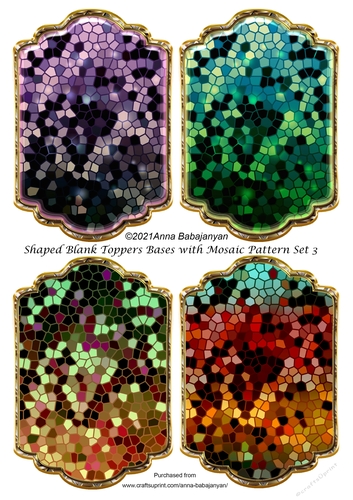 Shaped Blank Toppers Bases with Mosaic Pattern Set 3