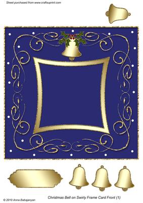 Christmas Bell on Swirly Frame Card Front (1)