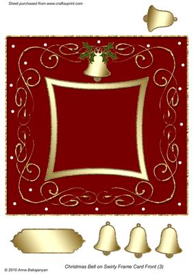Christmas Bell on Swirly Frame Card Front (3)