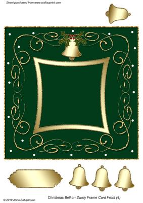 Christmas Bell on Swirly Frame Card Front (4)