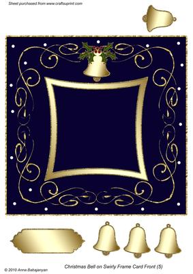 Christmas Bell on Swirly Frame Card Front (5)