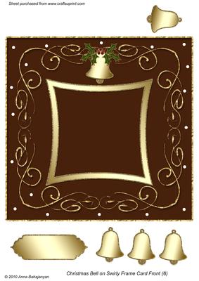 Christmas Bell on Swirly Frame Card Front (6)