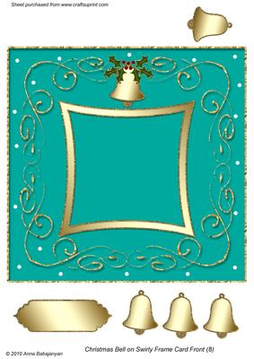 Christmas Bell on Swirly Frame Card Front (8)