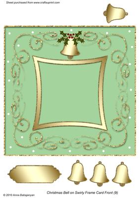 Christmas Bell on Swirly Frame Card Front (9)