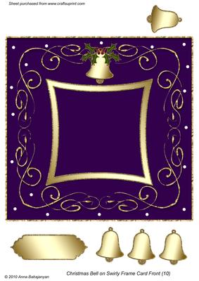 Christmas Bell on Swirly Frame Card Front (10)
