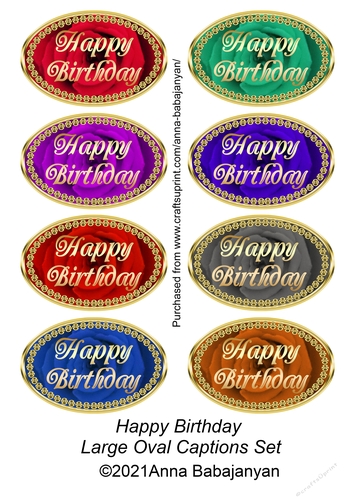 Happy Birthday Large Oval Captions Set