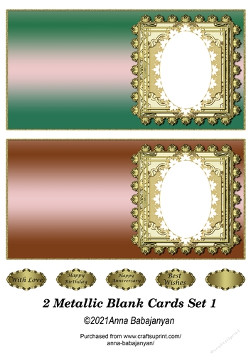 2 Metallic Blank Cards Set 1