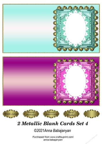 2 Metallic Blank Cards Set 4