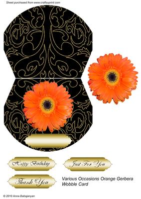 Various Occasions Orange Gerbera Wobble Card