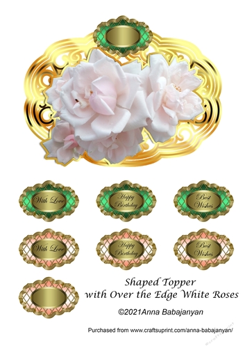 Shaped Topper with Over the Edge White Roses