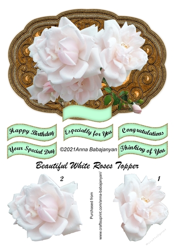Beautiful White Roses Topper