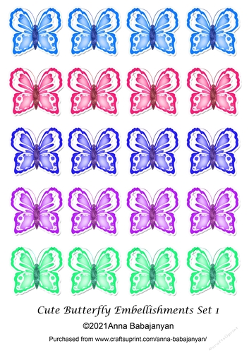 Cute Butterfly Embellishments Set 1