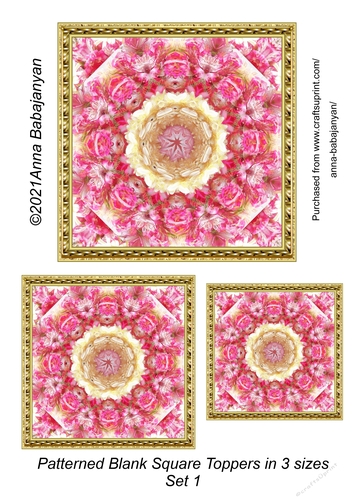 Patterned Blank Square Toppers in 3 sizes Set 1