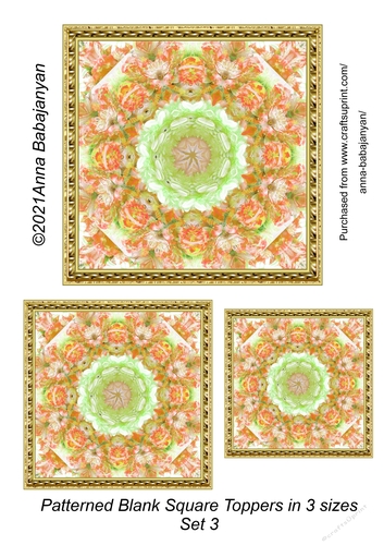 Patterned Blank Square Toppers in 3 sizes Set 3