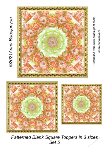 Patterned Blank Square Toppers in 3 sizes Set 5