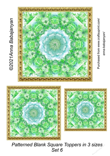 Patterned Blank Square Toppers in 3 sizes Set 6