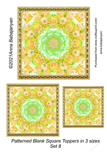 Patterned Blank Square Toppers in 3 sizes Set 8