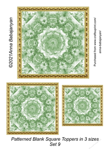 Patterned Blank Square Toppers in 3 sizes Set 9