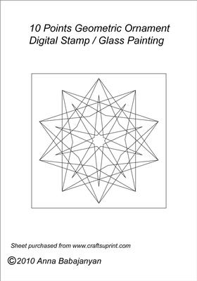 10 Points Geometric Ornament Digital Stamp / Glass Painting