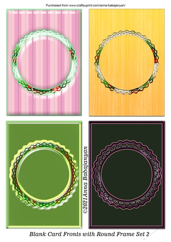 Blank Card Fronts with Round Frame Set 2
