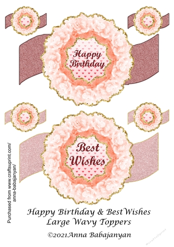 Happy Birthday & Best Wishes Wavy Large Toppers