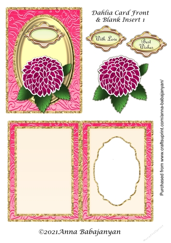 Dahlia Card Front & Blank Insert 1