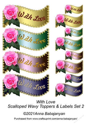 With Love Scalloped Wavy Toppers & Labels Set 2