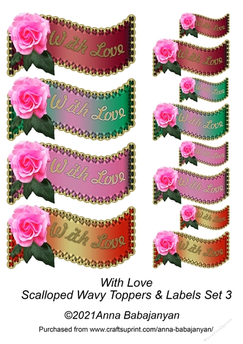 With Love Scalloped Wavy Toppers & Labels Set 3