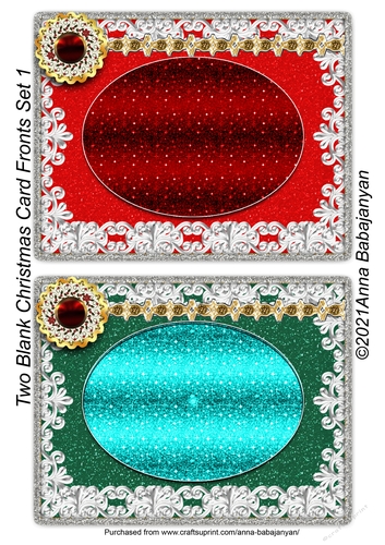 Two Blank Christmas Card Fronts Set 1