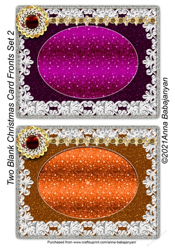 Two Blank Christmas Card Fronts Set 2
