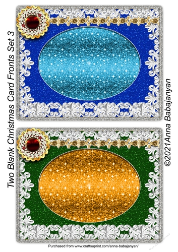 Two Blank Christmas Card Fronts Set 3