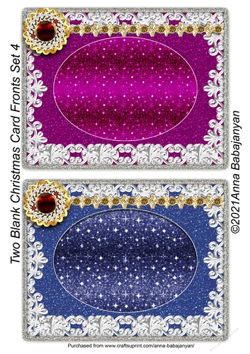 Two Blank Christmas Card Fronts Set 4