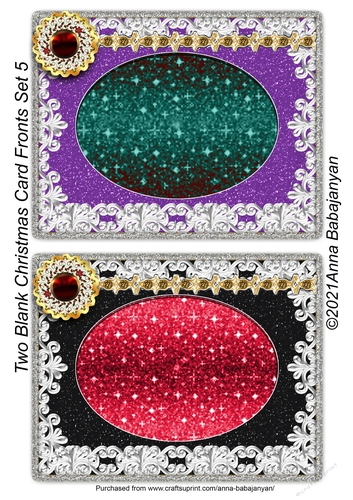 Two Blank Christmas Card Fronts Set 5