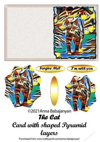 The Cat Card with shaped Pyramid layers
