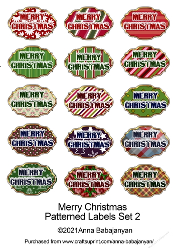 Merry Christmas Patterned Labels Set 2